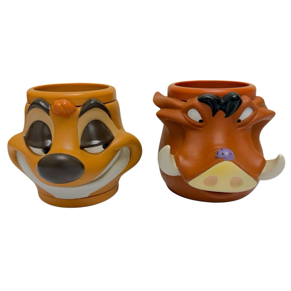 Vintage 1990s Applause Disney Plastic Character Cup The Lion King Timone Pumbaa